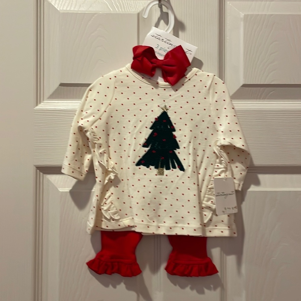 Baby Girl Starting Out Christmas Outfit size 3 Months 3 piece set New with tags